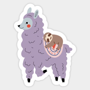 Adorable Sloth Relaxing On A Llama Sticker